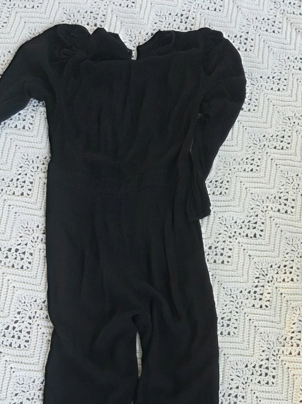 J. Crew Black Long-Sleeve Wide-Leg Jumpsuit